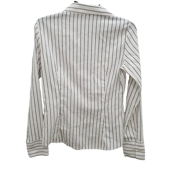 Zara Basic Women's White Black Pinstripe Cotton Blend Long Sleeve Dress‎ Shirt L - Picture 8 of 8